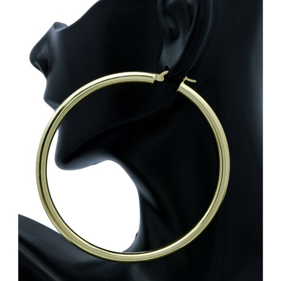 2.60 10k Solid Gold Big Large Hoop Plain Earrings65mm x4mm